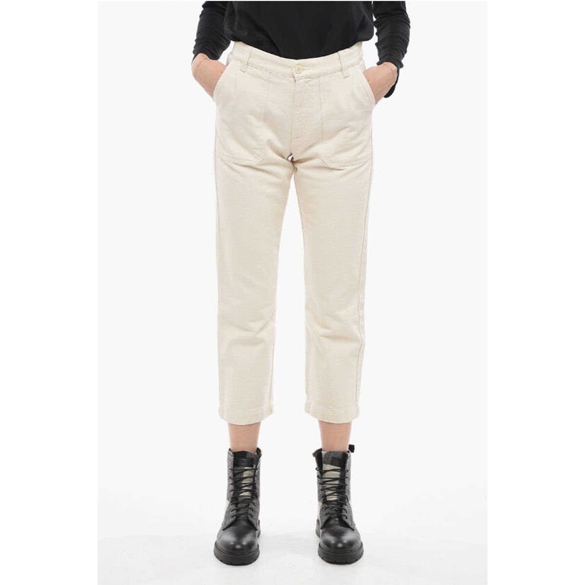 Verkürzte Straight-Leg Jeans aus Denim