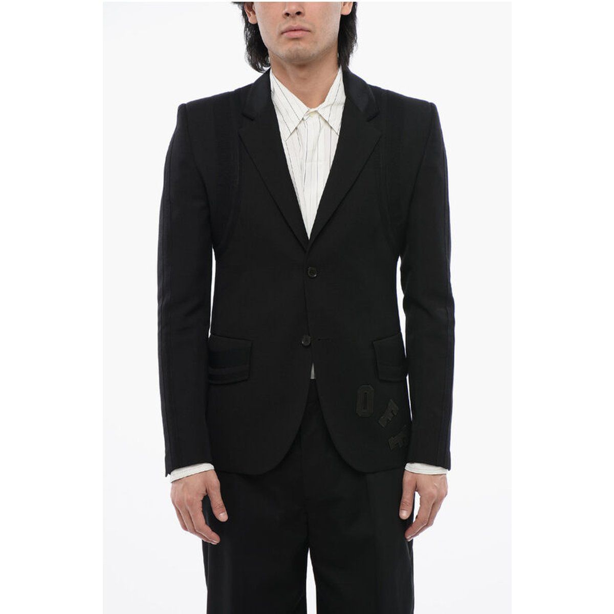 Wollmischung Blazer mit Logo-Patch