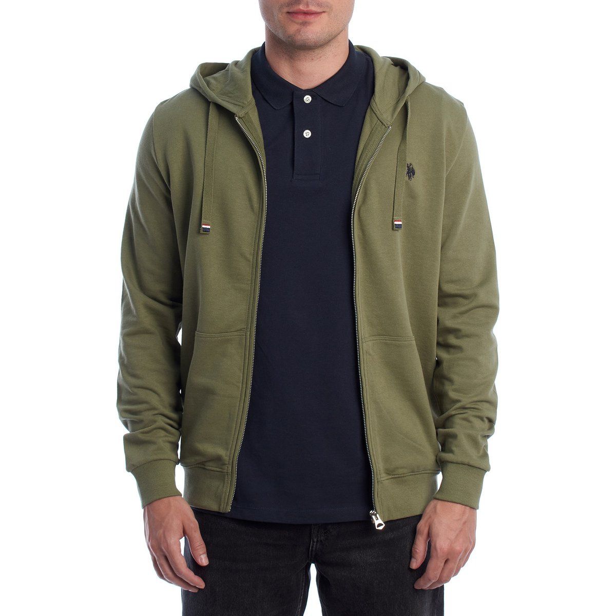 Lässiger Baumwoll-Kapuzenpullover mit Reißverschluss