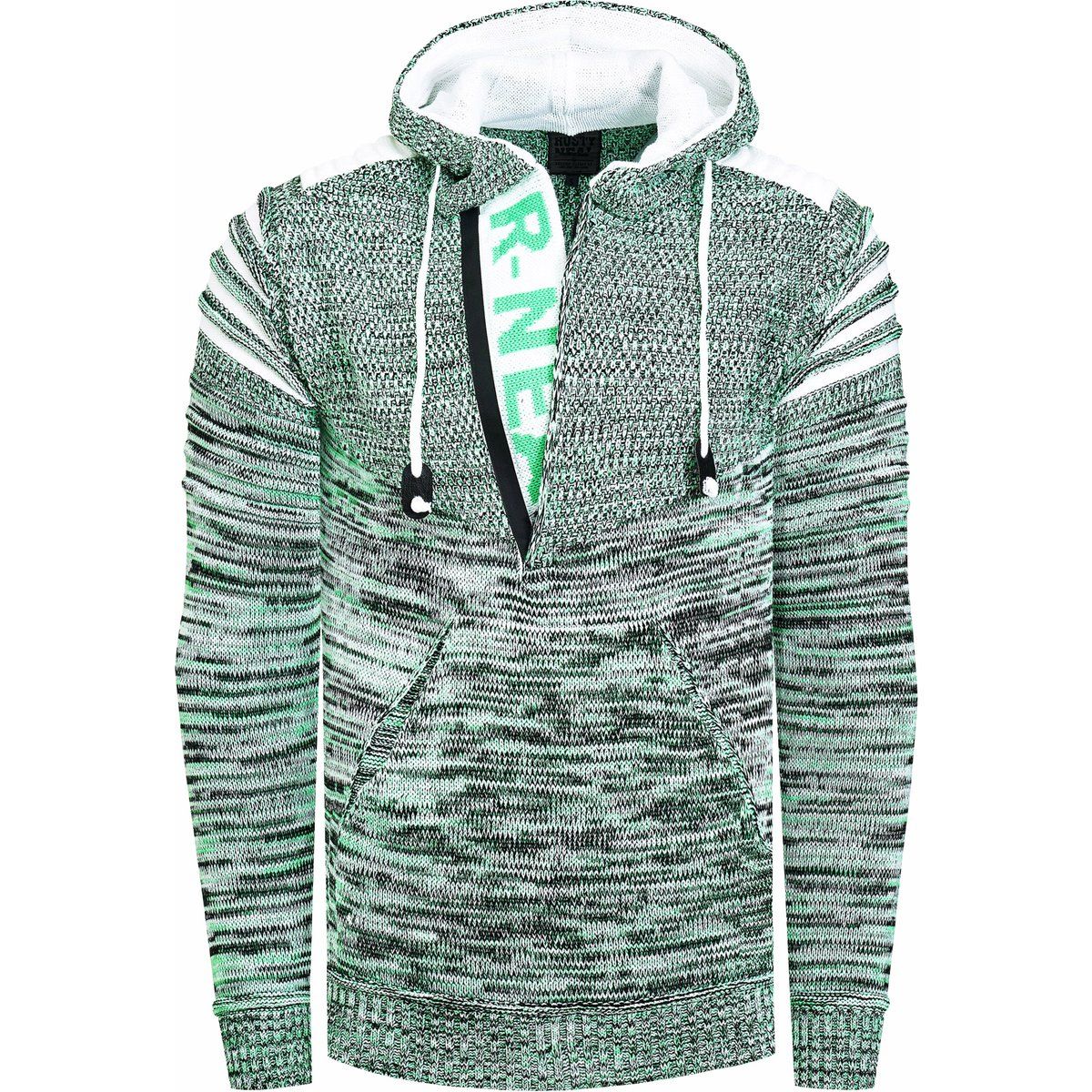 Strukturierter Strick Half-Zip Kapuzenpullover