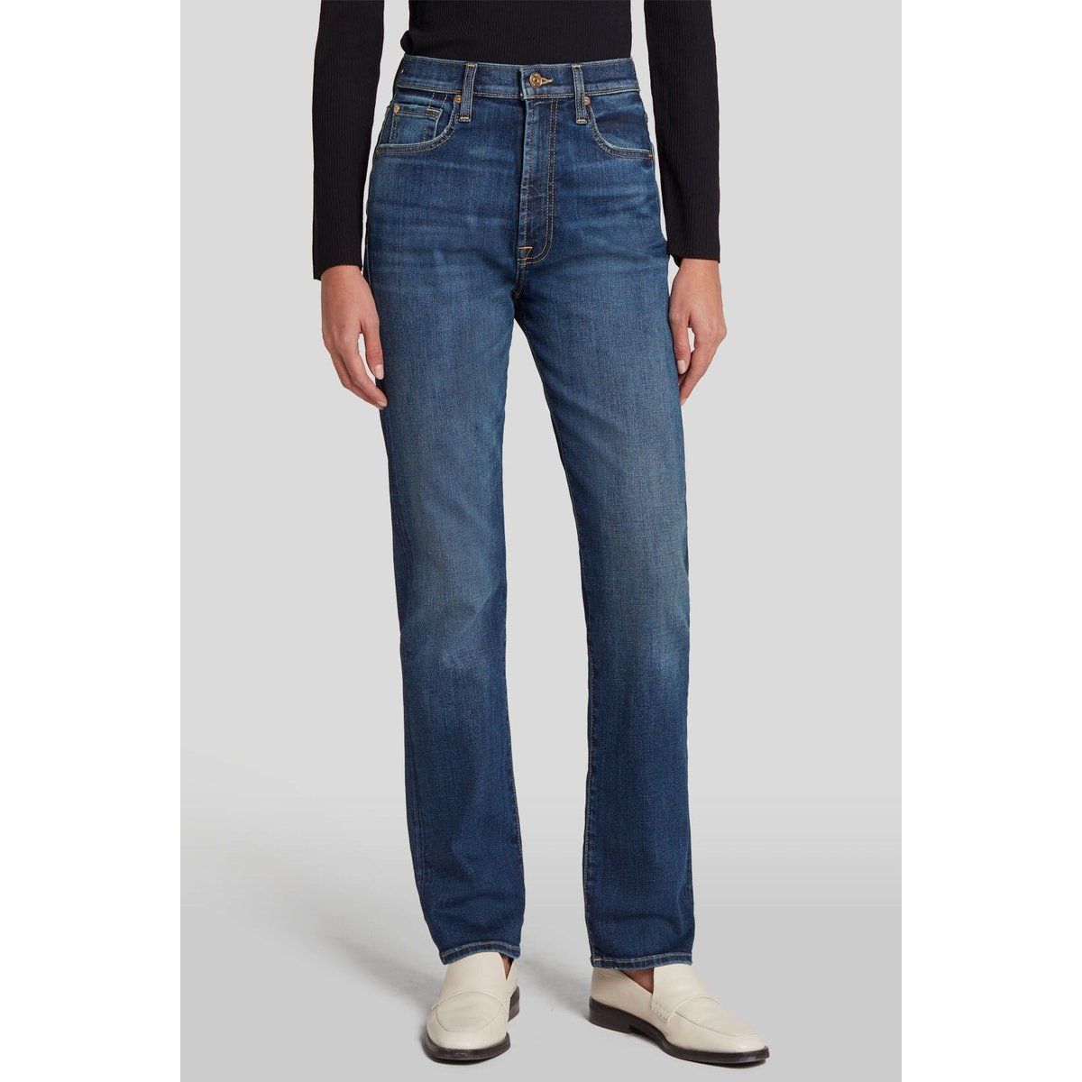 Damen Jeans mit geradem Bein und hoher Taille