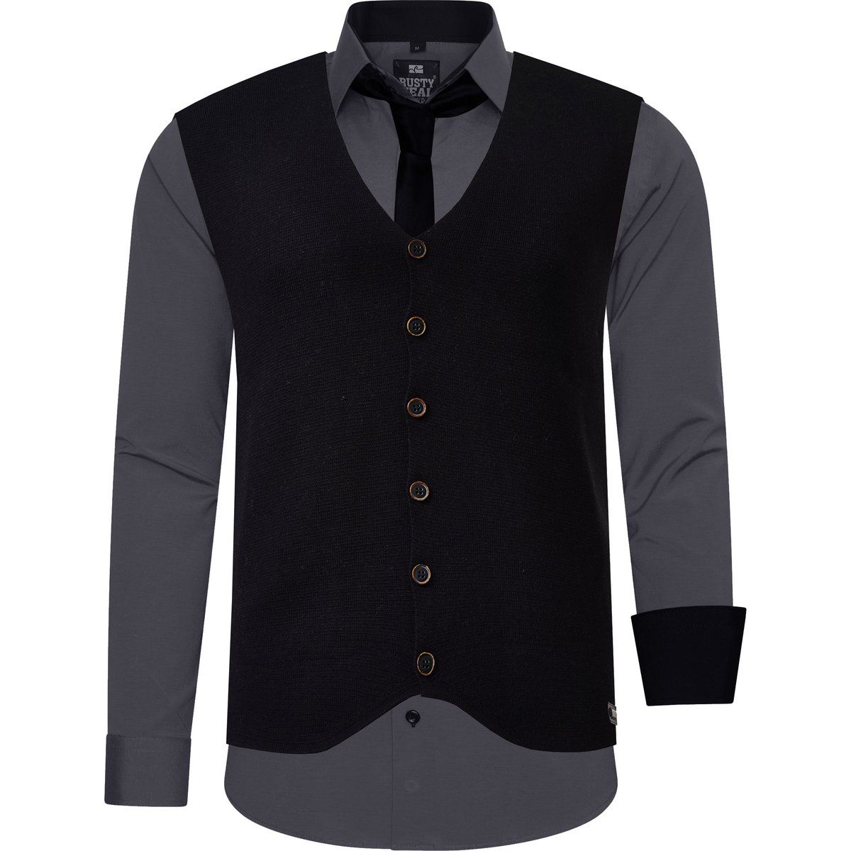 Herren 3-teiliges Hemd Weste Krawatte Set