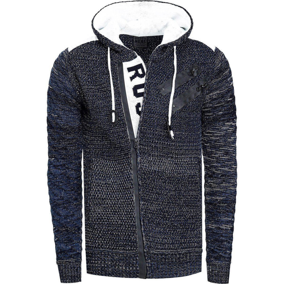 Herren Strickjacke mit Kapuze und Reißverschluss