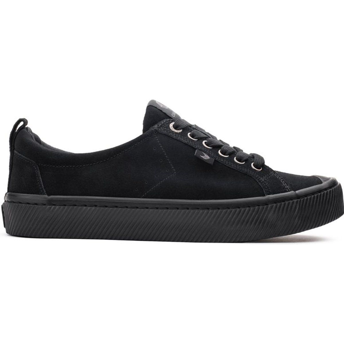 Schwarze Wildleder Plateau Low-Top Sneaker
