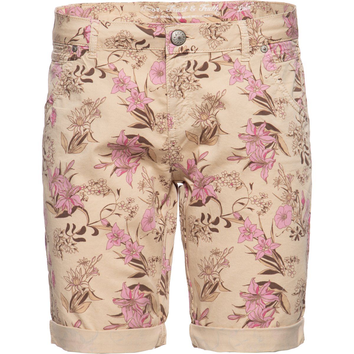 Bermuda-Shorts mit Blumenmuster und Aufschlag