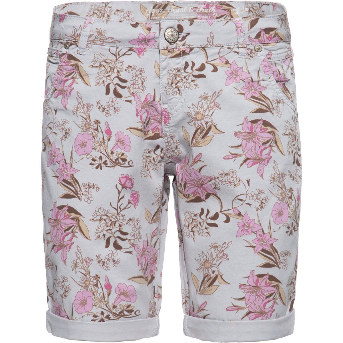 Denim Bermuda Shorts mit Blumenmuster