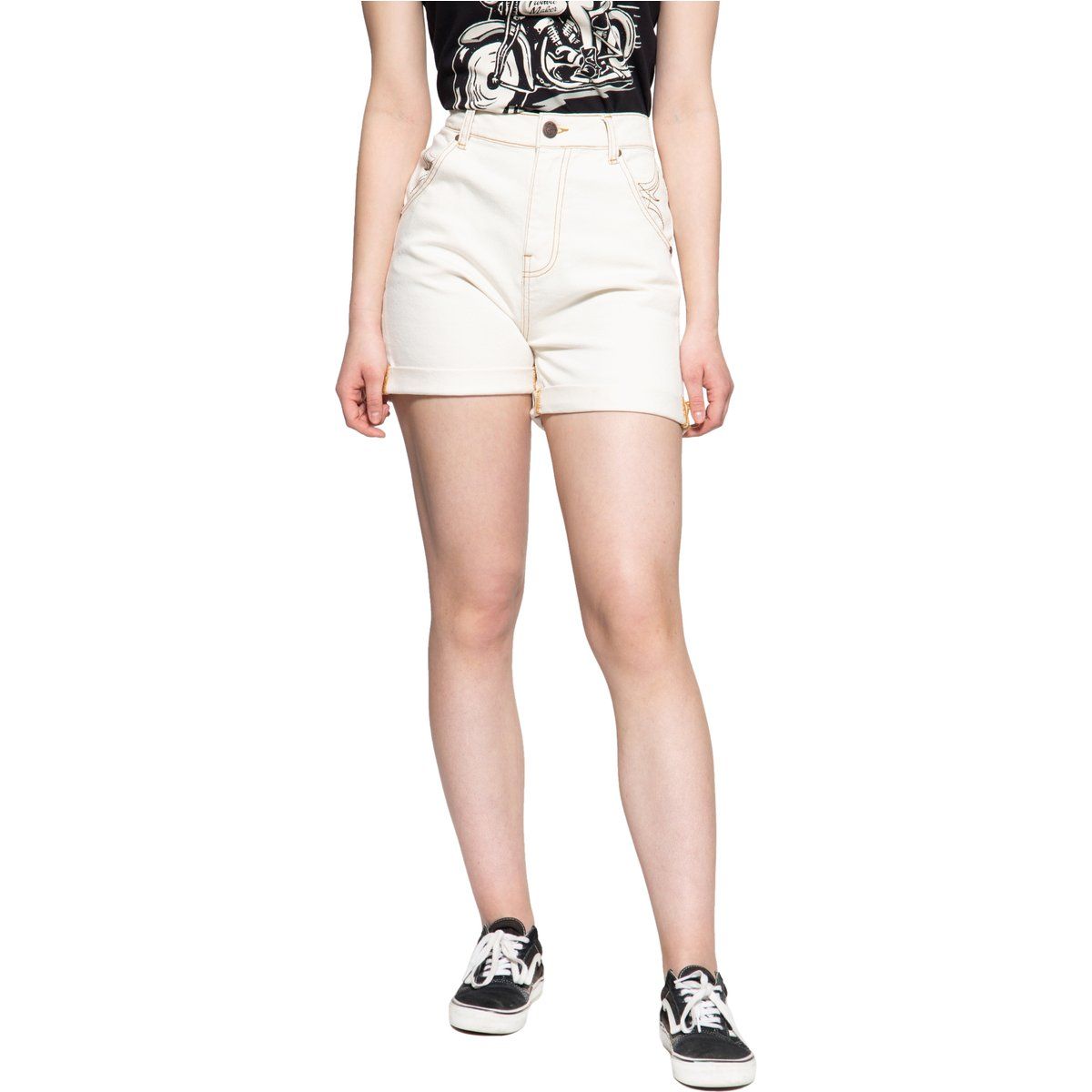 High Waist Jeansshorts mit Aufschlägen