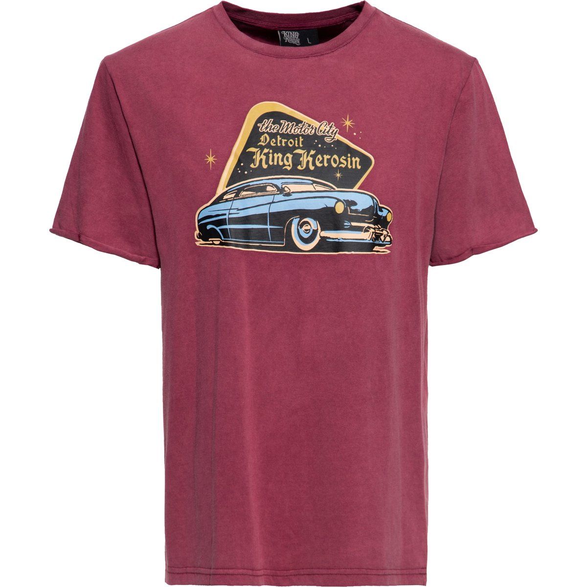 Herren Burgunder Detroit Greaser T-Shirt