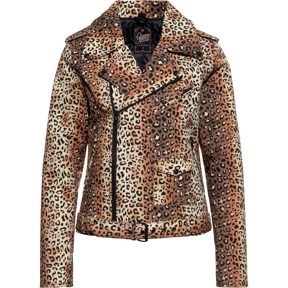 Bikerjacke mit Leopardenmuster aus Baumwolle
