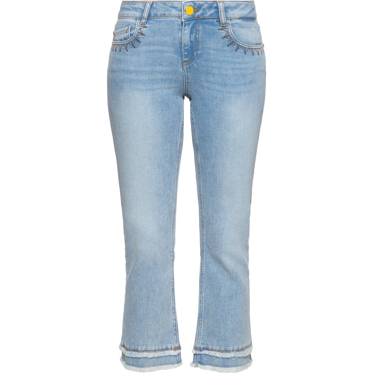 Cropped Schlagjeans mit Fransen