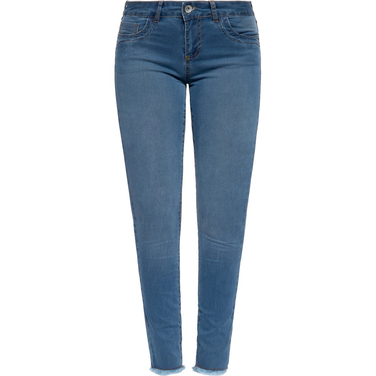 Slim-Fit Jeans mit Fransen