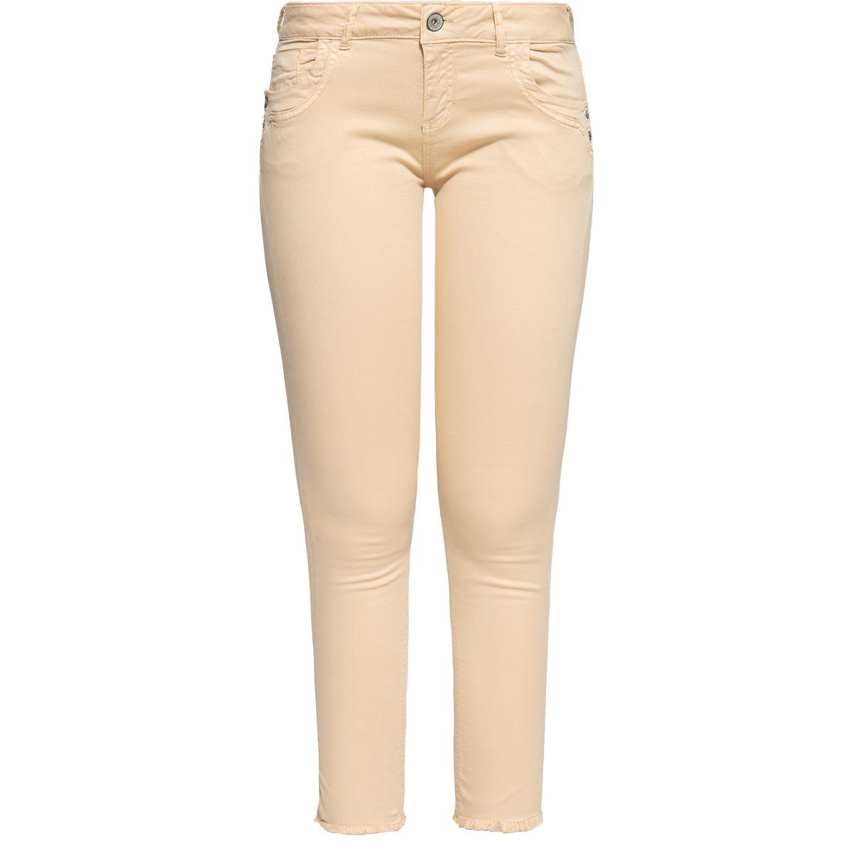 Schmal geschnittene Cropped Jeans mit offenem Saum