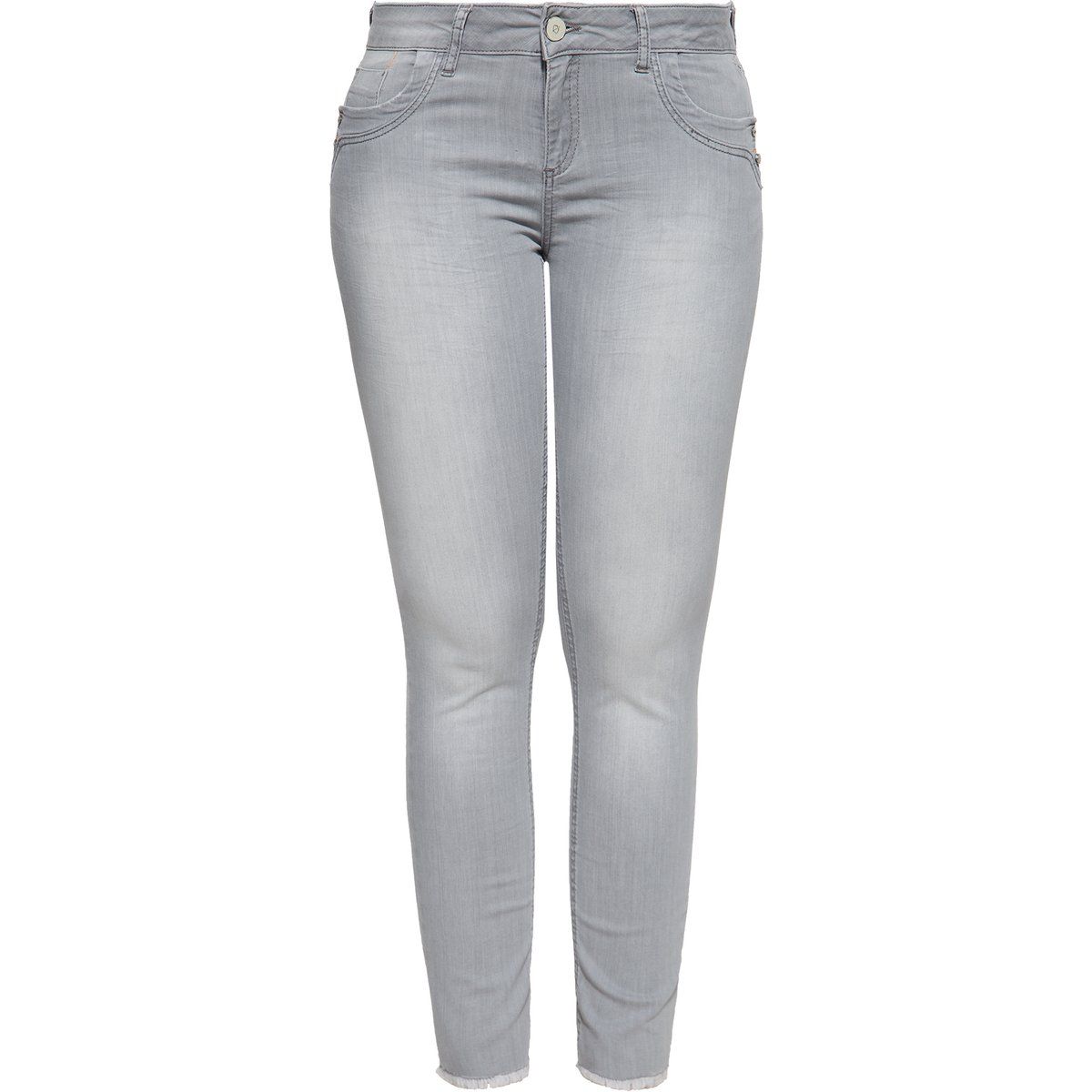 Slim Fit Jeans mit offenem Saum