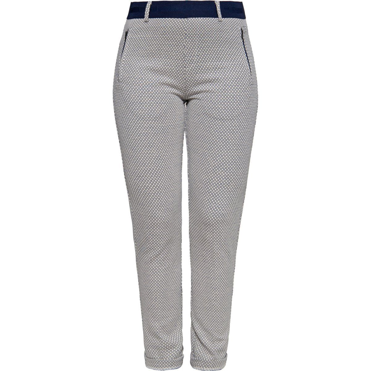 Gemusterte Slim-Fit Stretch-Hose mit Taschen