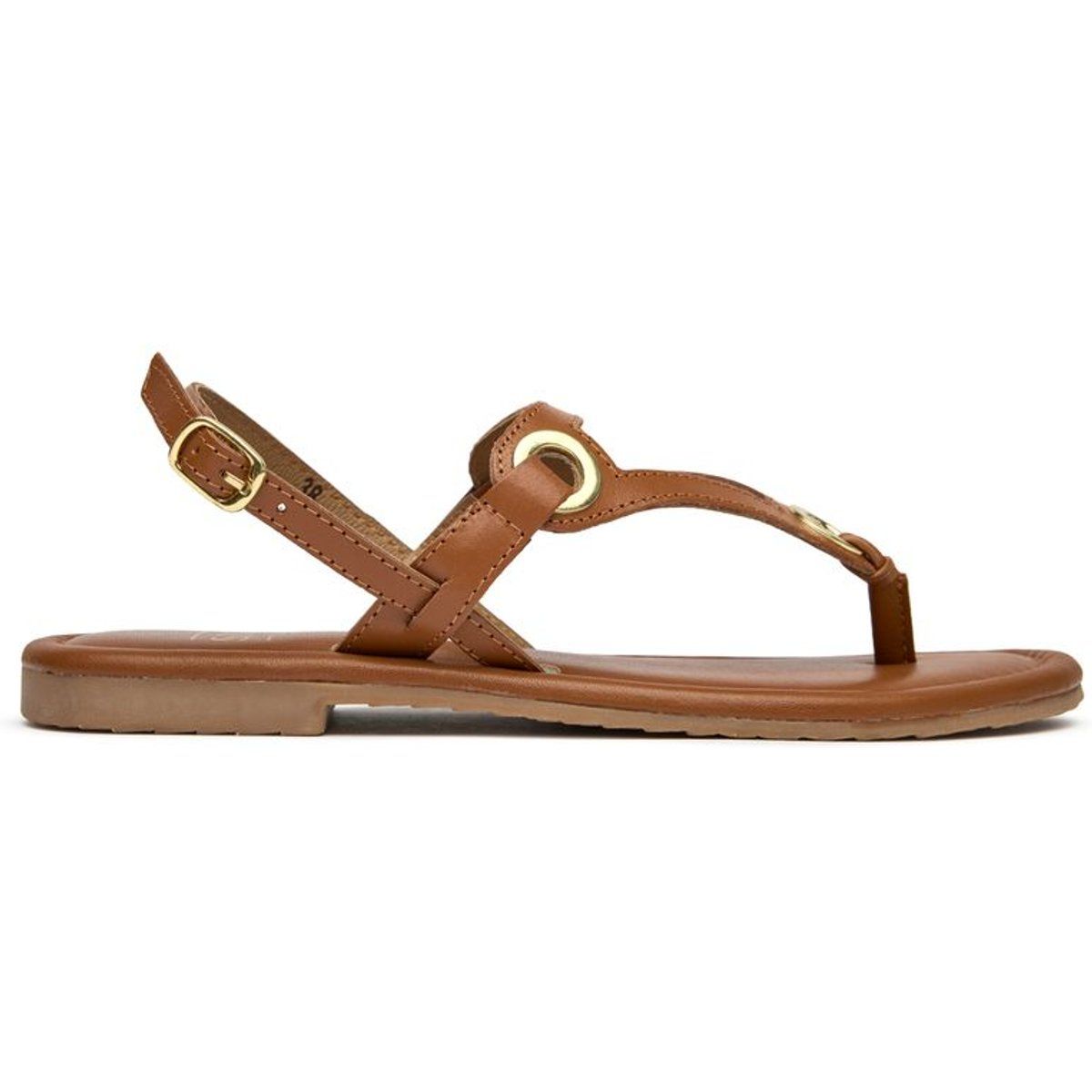 Zehenstegsandalen aus Leder mit Knöchelriemen
