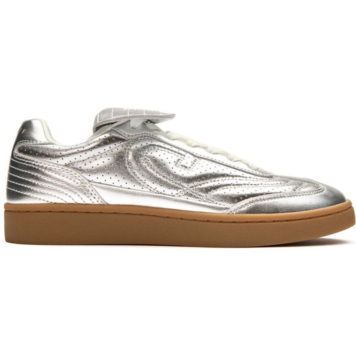 Metallischer Leder Low-Top Trainer