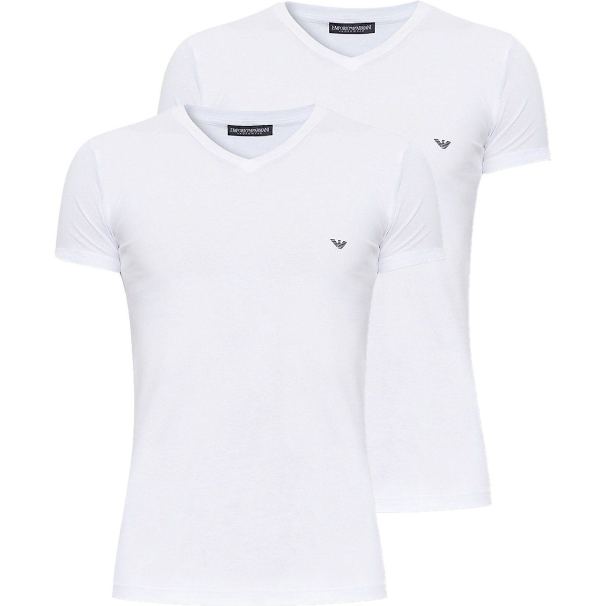 Klassisches Baumwoll-T-Shirt mit V-Ausschnitt im Doppelpack