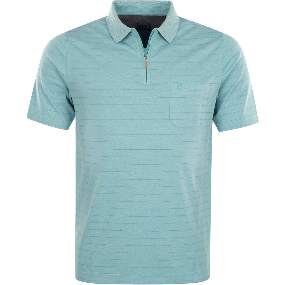 Gestreiftes Kurzarm Polo Shirt mit Reißverschluss