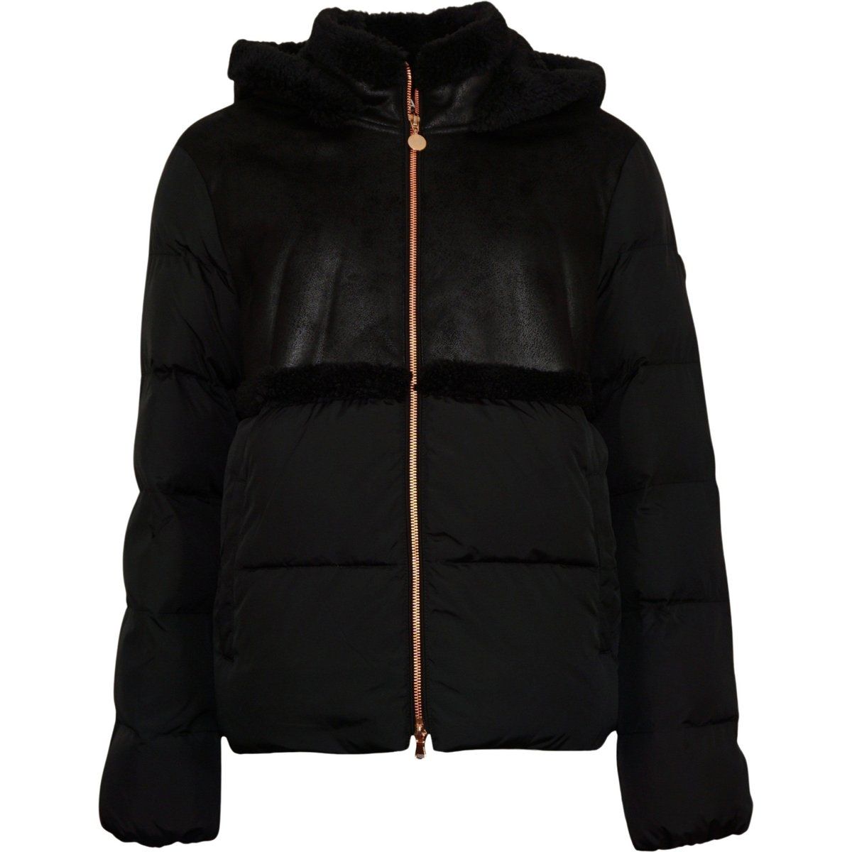 Steppjacke mit Kunstleder-Einsatz