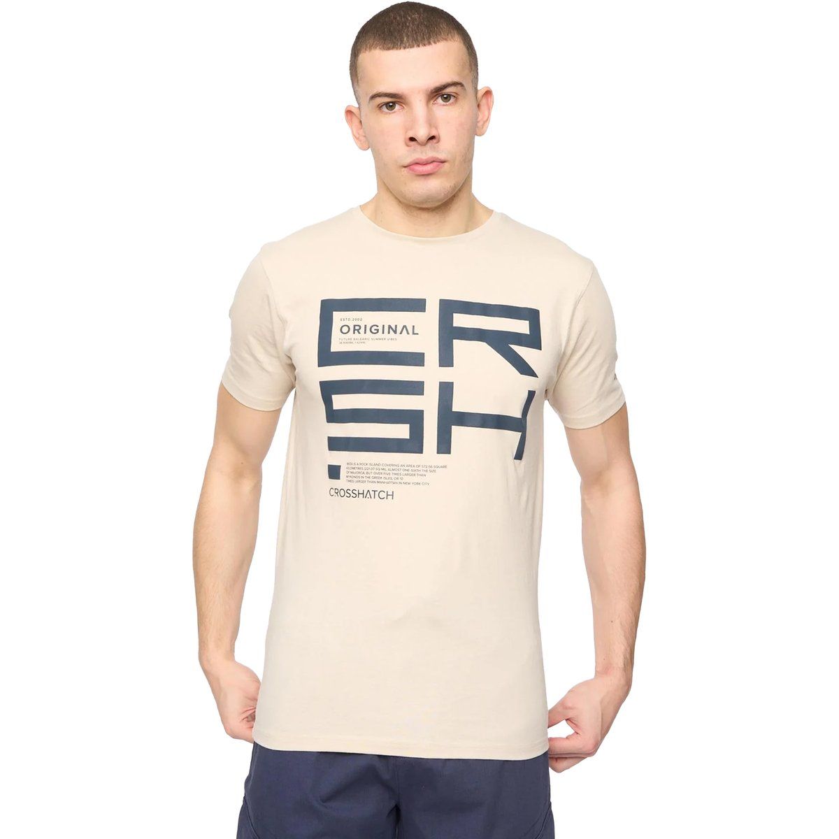 Crosshatch - "Squarebox" T-Shirt für Herren (Helles Steingrau)
