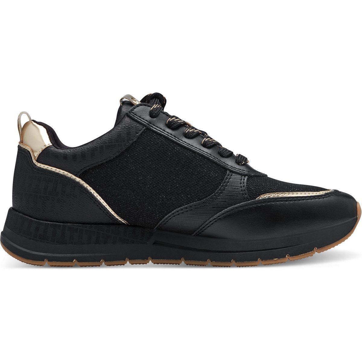 Modische Schwarz-Goldene Schnür-Sneakers
