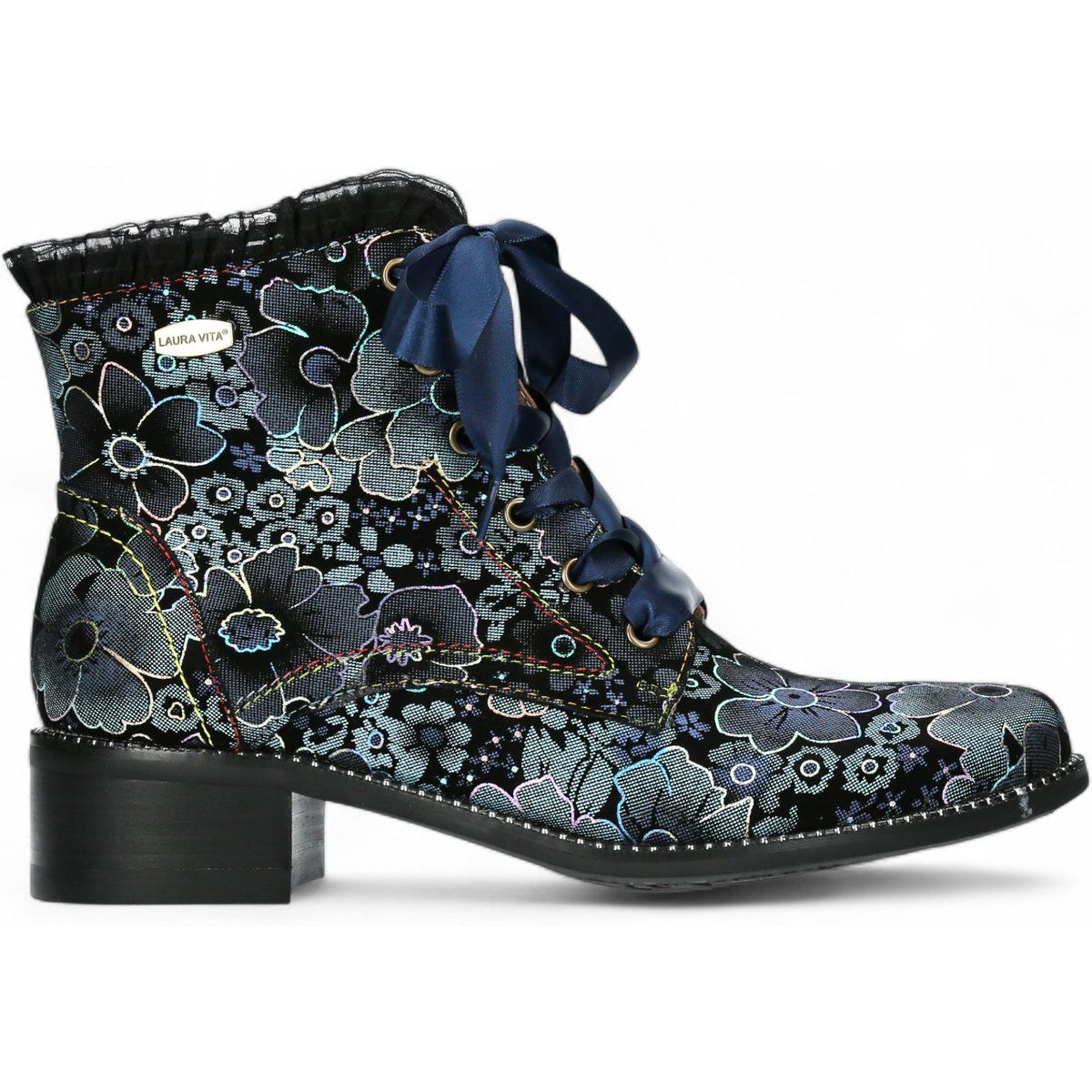 Gothic viktorianische Stiefeletten mit floraler Prägung