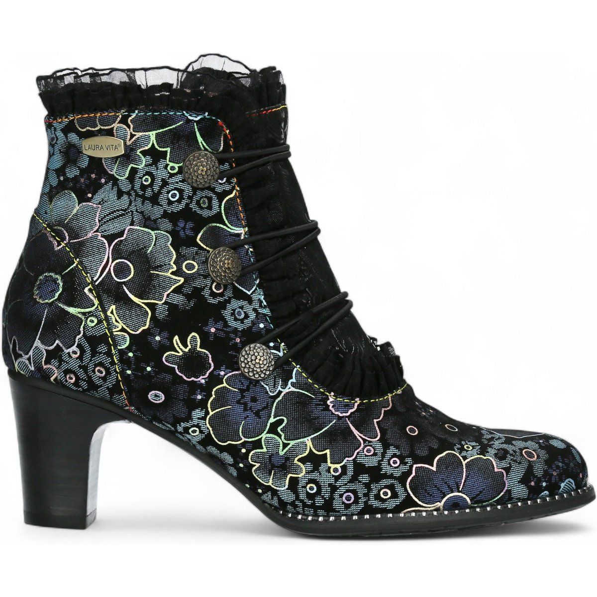 Stiefeletten im gotischen viktorianischen Stil mit Blumenmuster