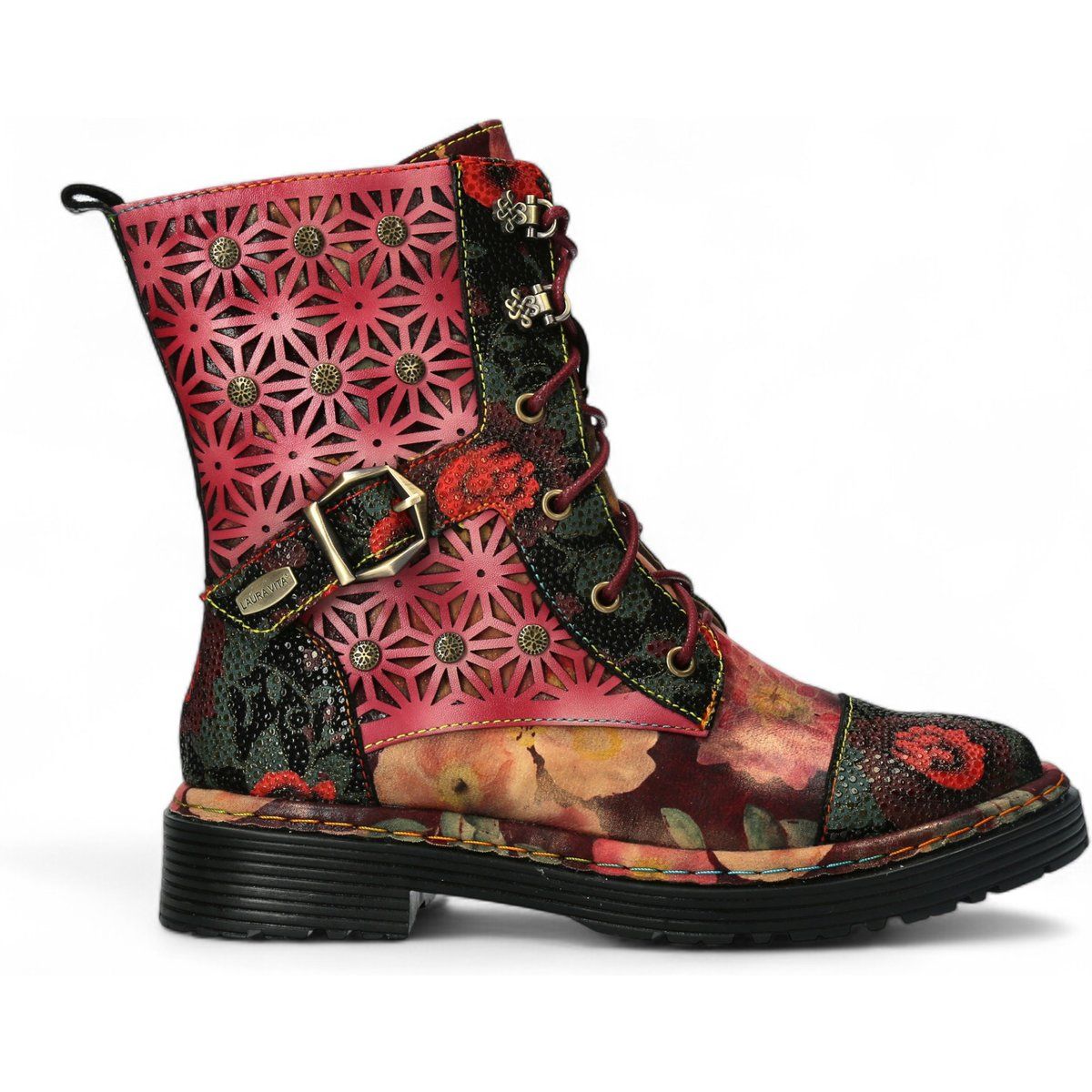 Viktorianische Stiefeletten mit Blumenprägung