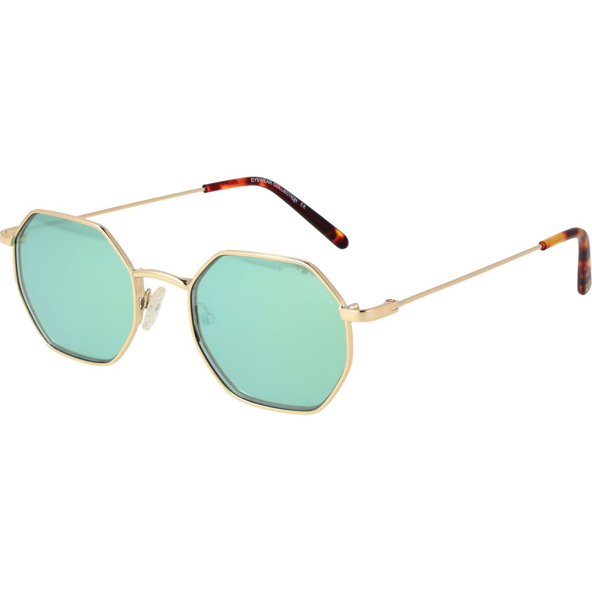 Achteckige Sonnenbrille mit grünen Gläsern