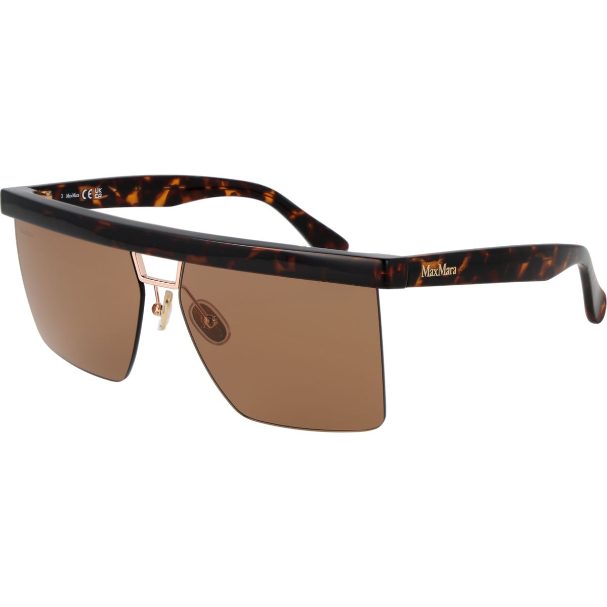Rechteckige Halbrand-Schild-Sonnenbrille