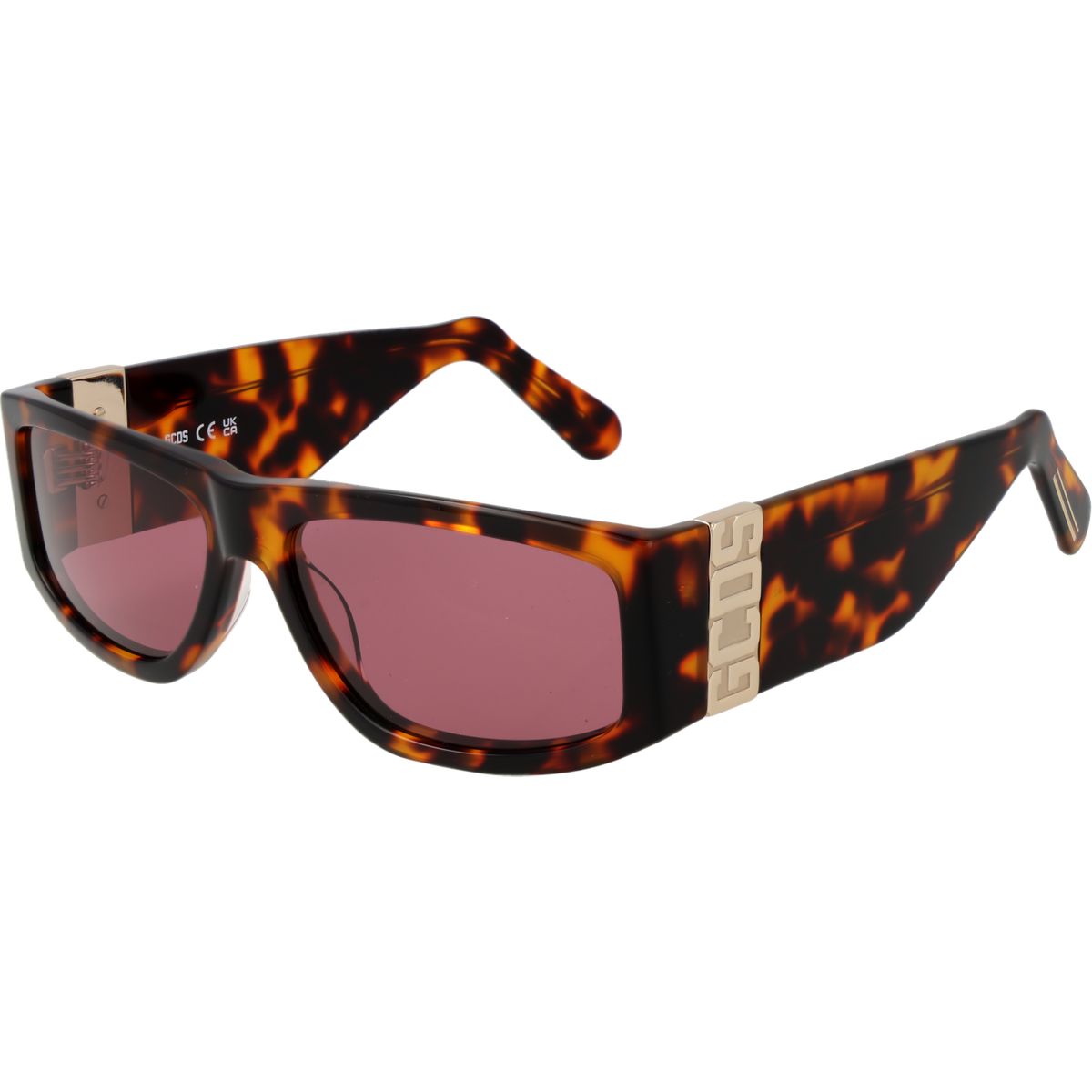 Rechteckige Schildpatt-Sonnenbrille mit Logo-Detail