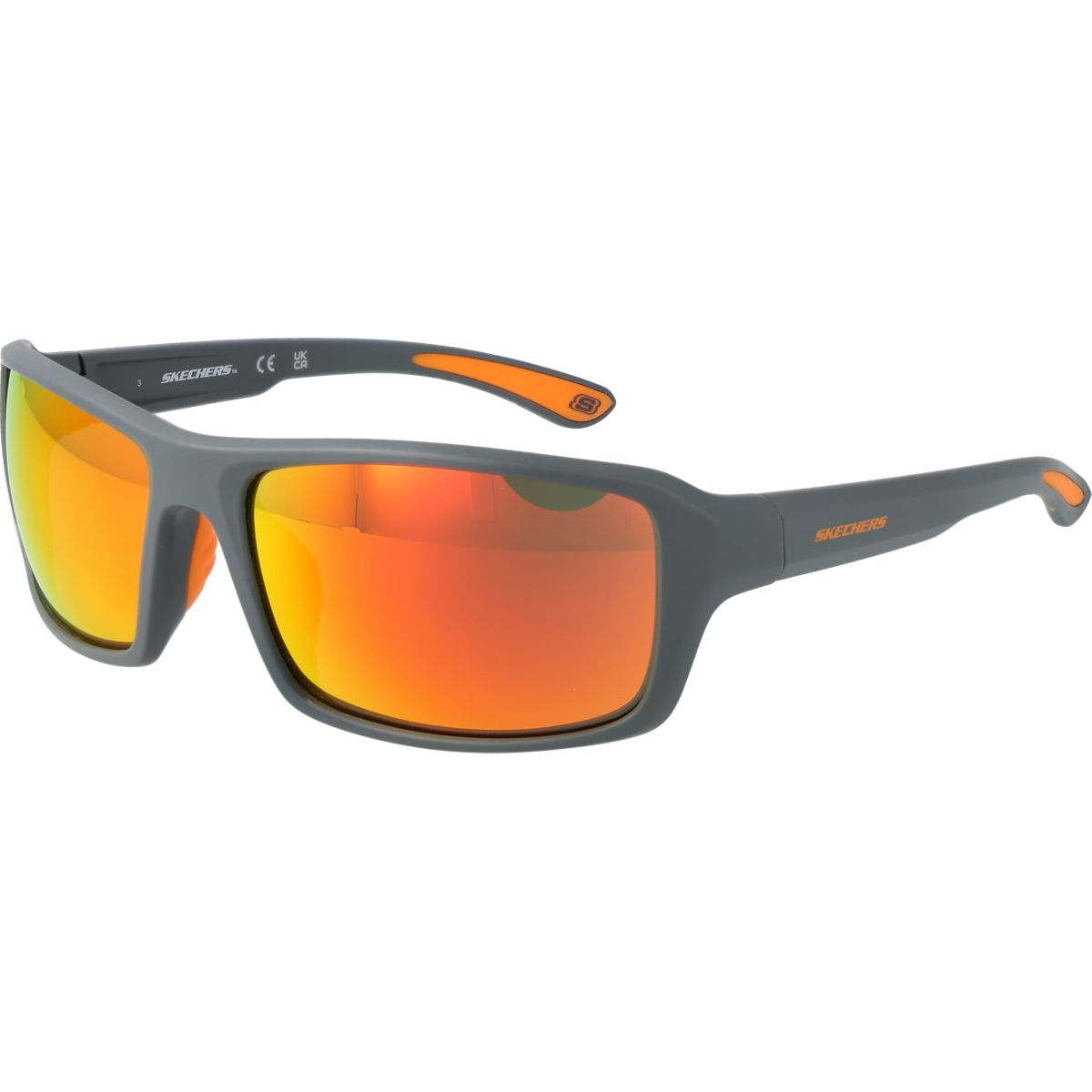 Sportliche rechteckige Sonnenbrille mit orangem Spiegel
