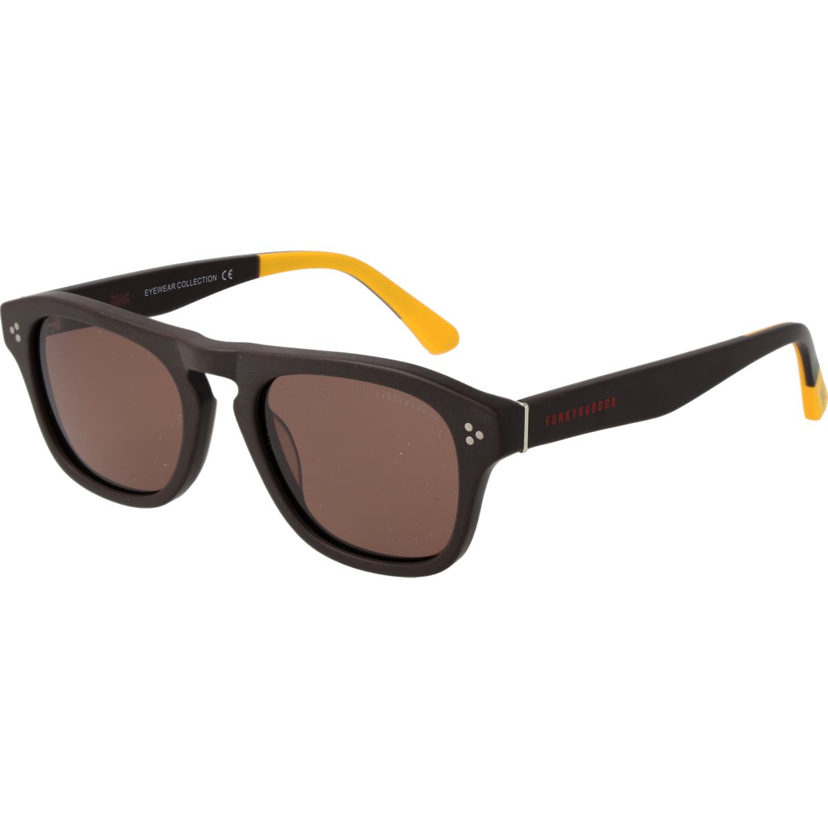 Rechteckige Sonnenbrille mit braunem Rahmen