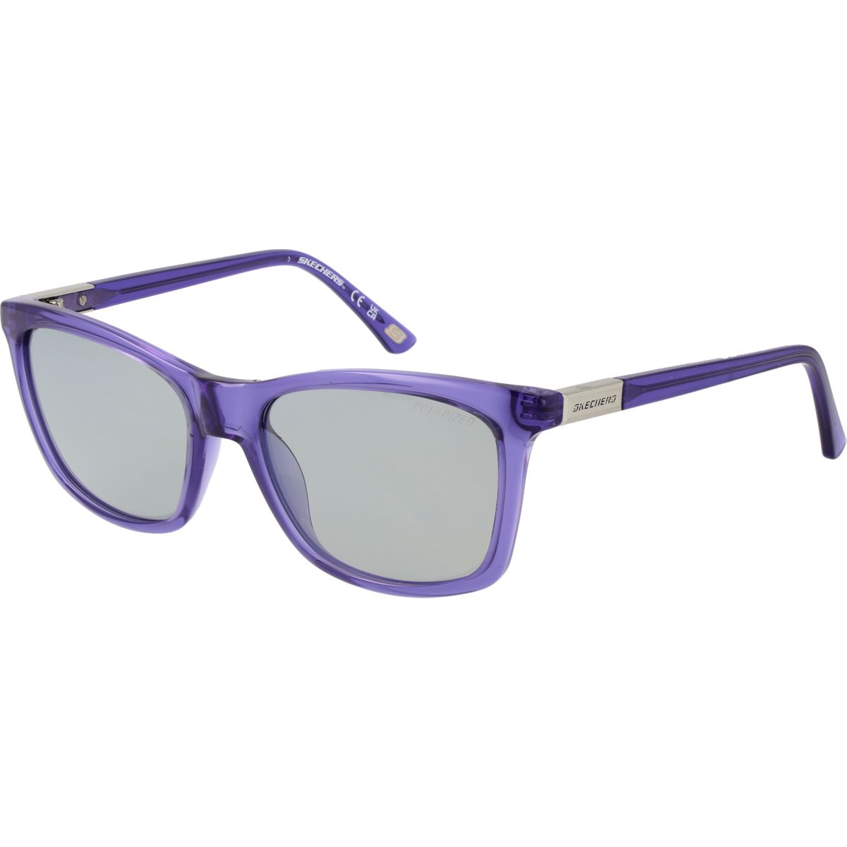 Rechteckige polarisierte Sonnenbrille mit lila Rahmen