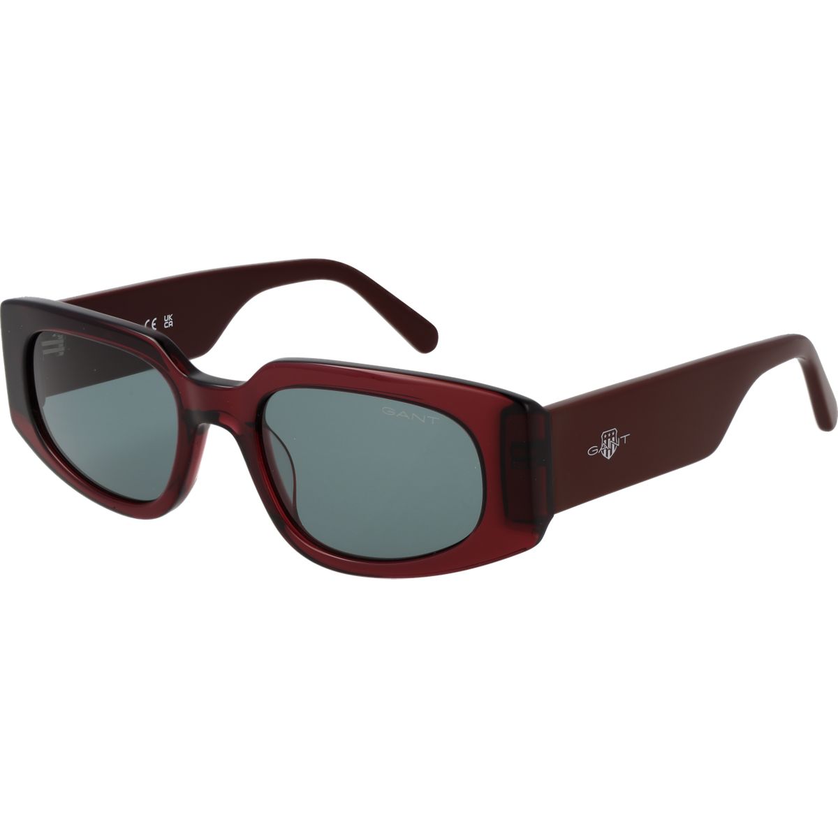 Burgunderfarbene, ovale Vollrand-Sonnenbrille