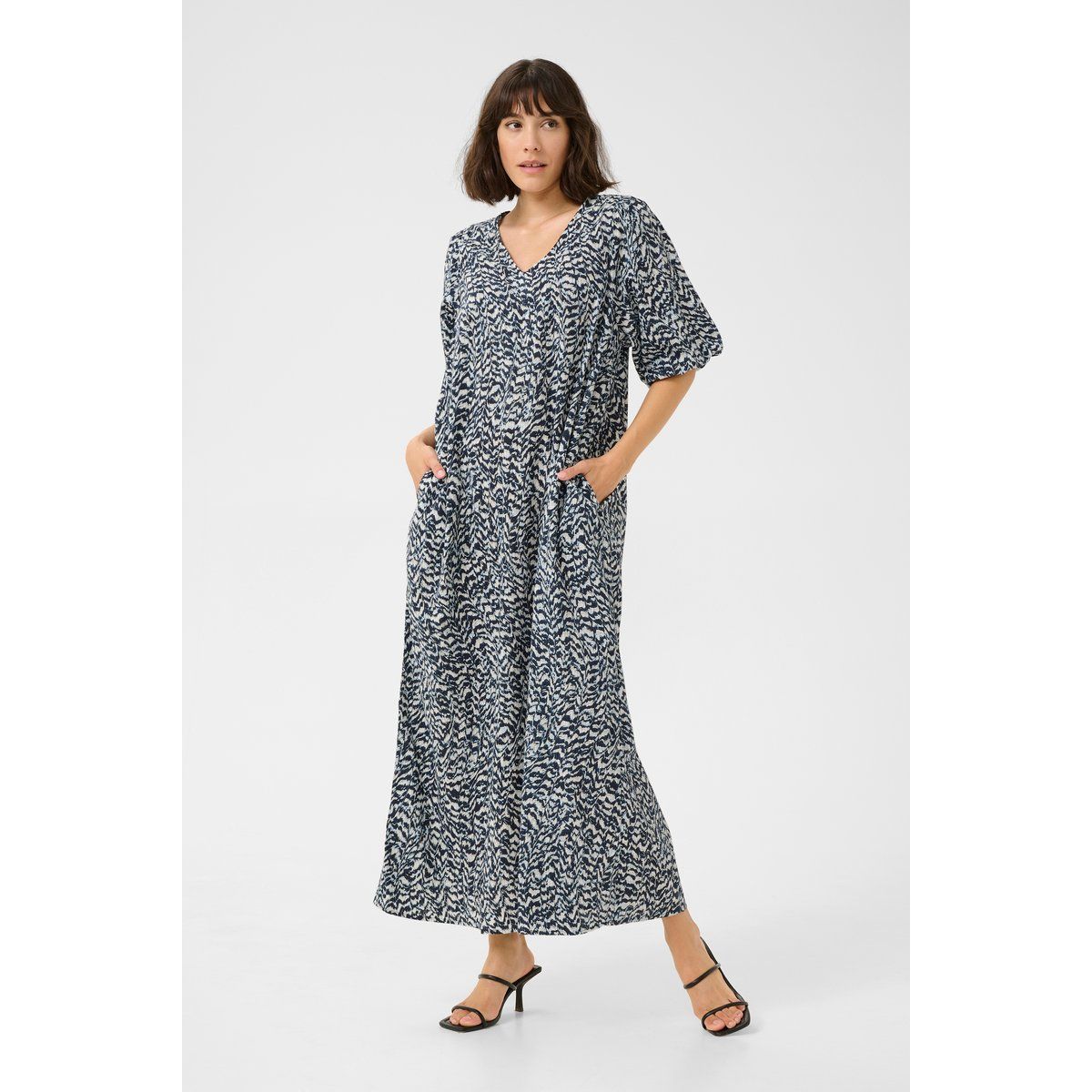 Kleid A-shape blue white