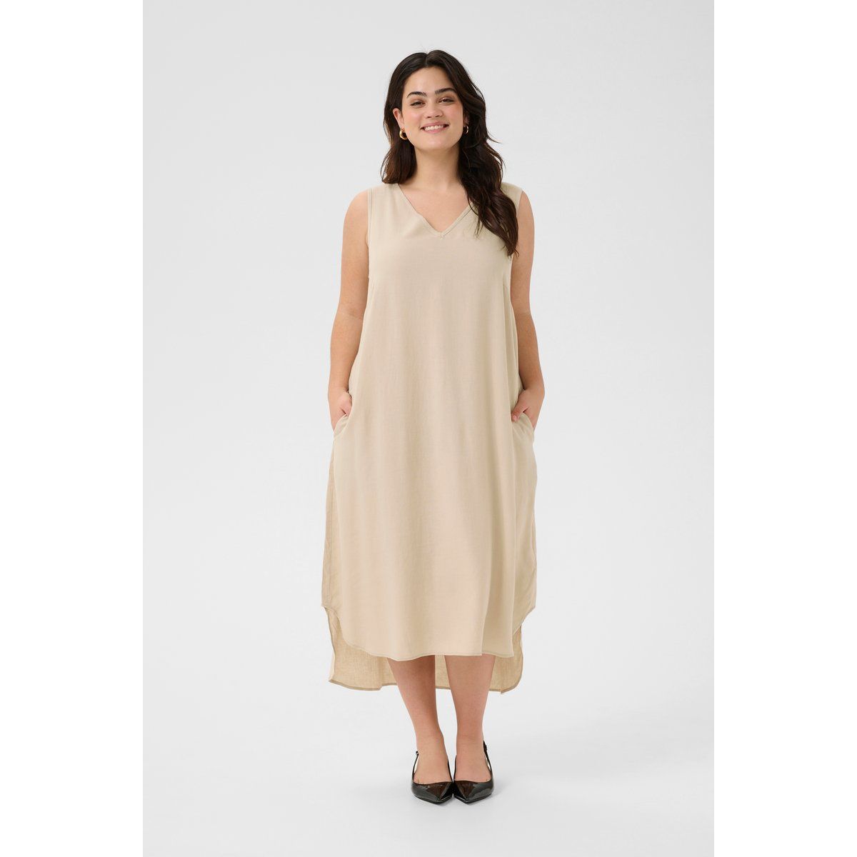 Ärmelloses A-Linien-Midikleid