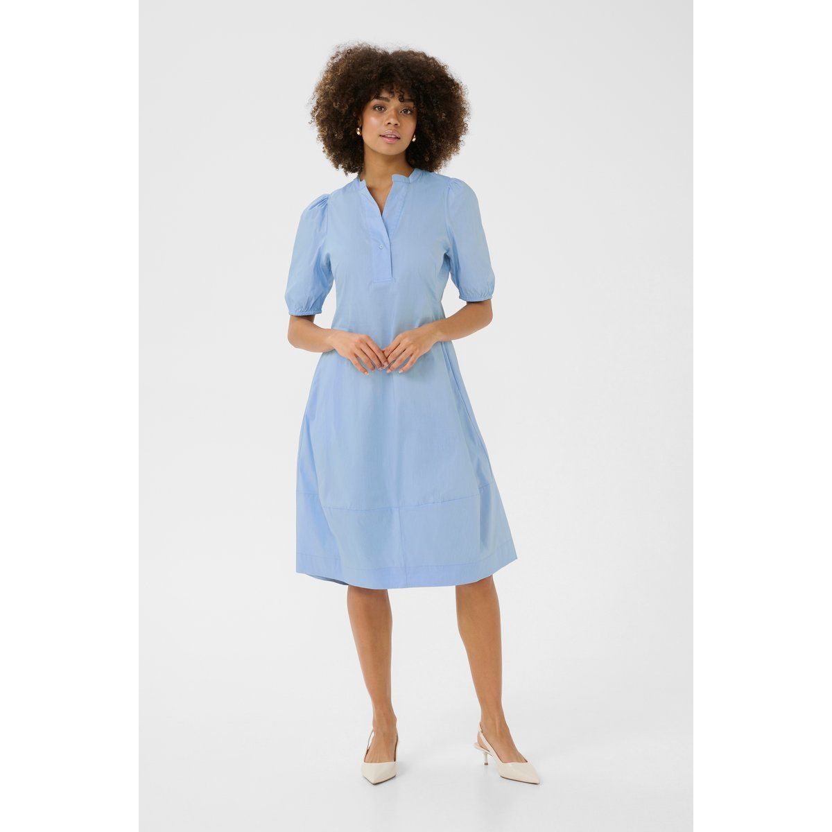 Lässiges Popeline Midikleid