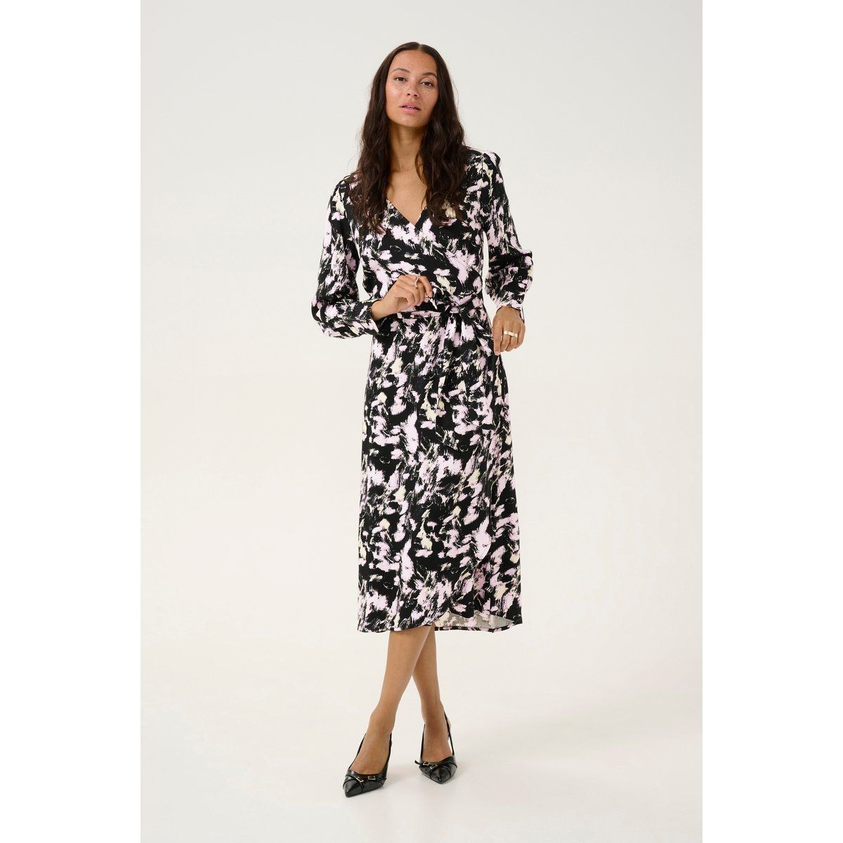 Midikleid mit Wickeldesign und Blumendruck