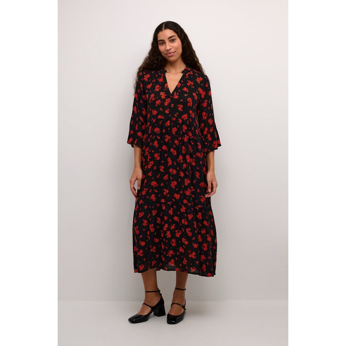 Kleid A-shape black red