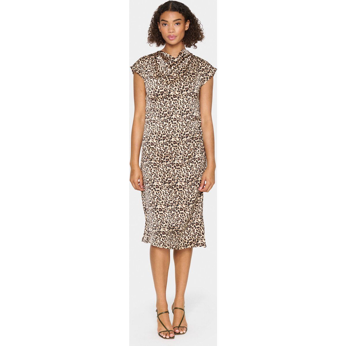 Figurbetontes Midikleid mit Leopardenmuster