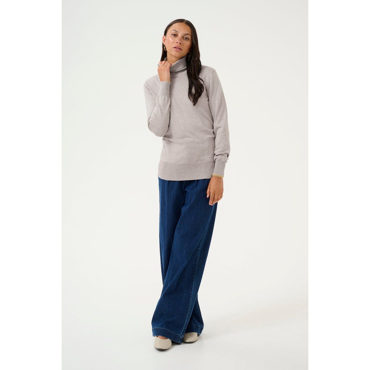 Slim-Fit Rollkragen Langarmshirt