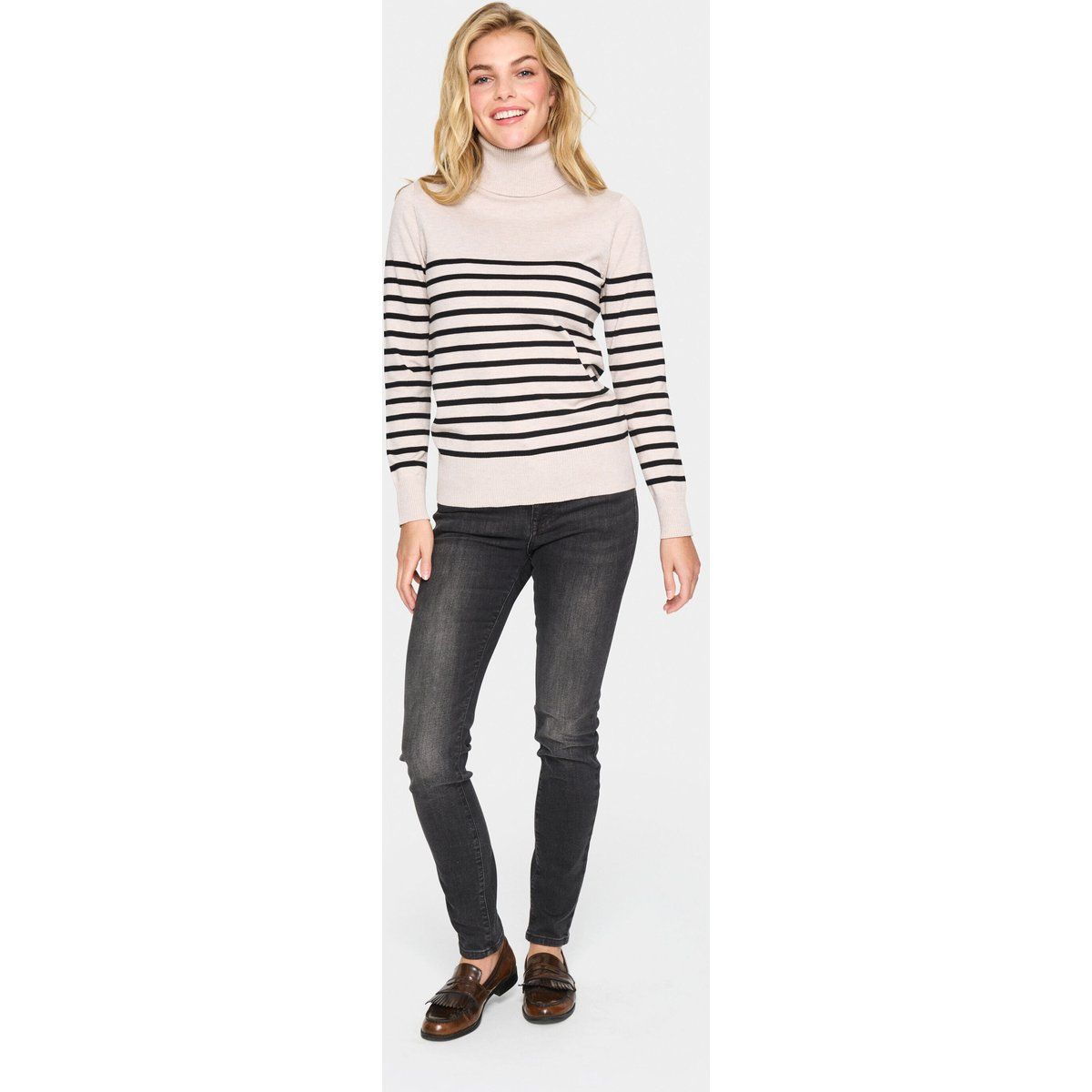 Rollkragen Gerade Passform beige