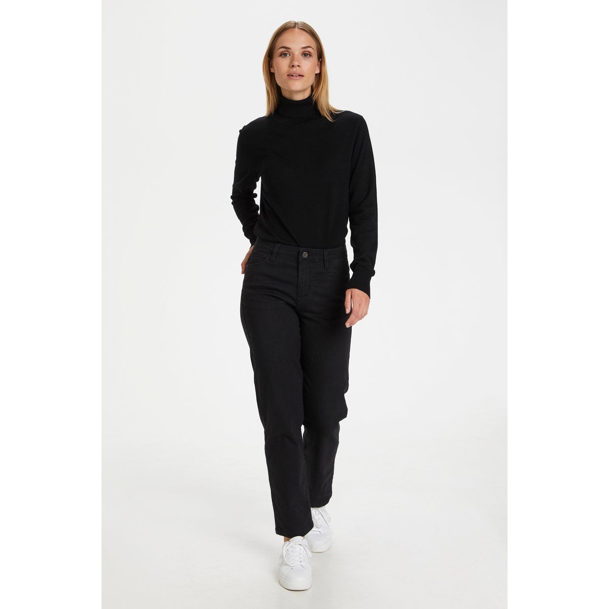 Schlankes Langarm-Rollkragenshirt