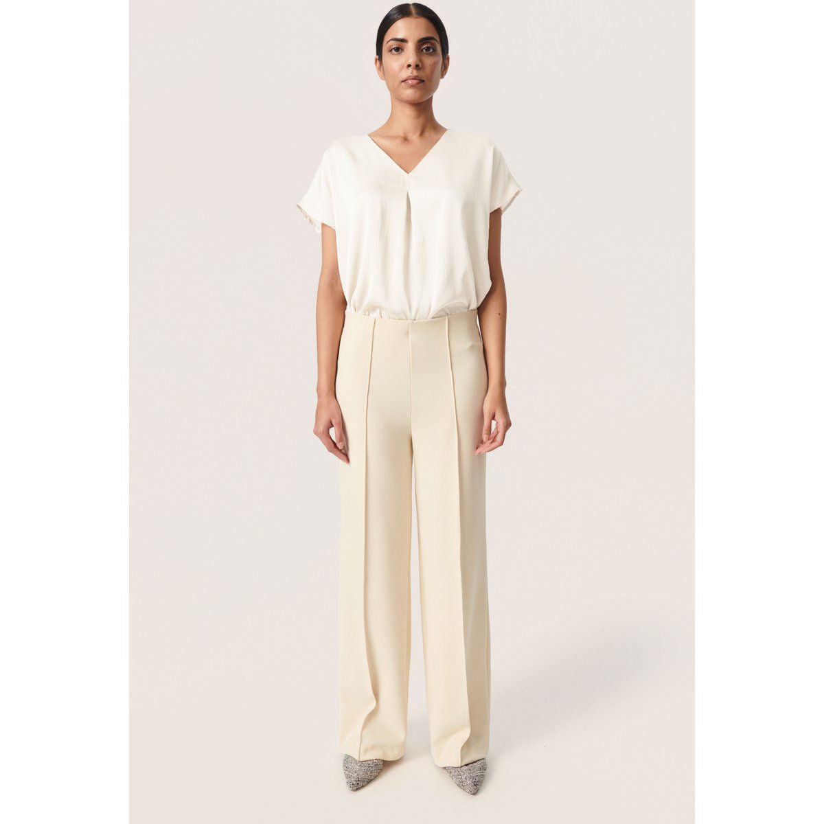 Ärmellose Bluse Gerade Passform Whisper White