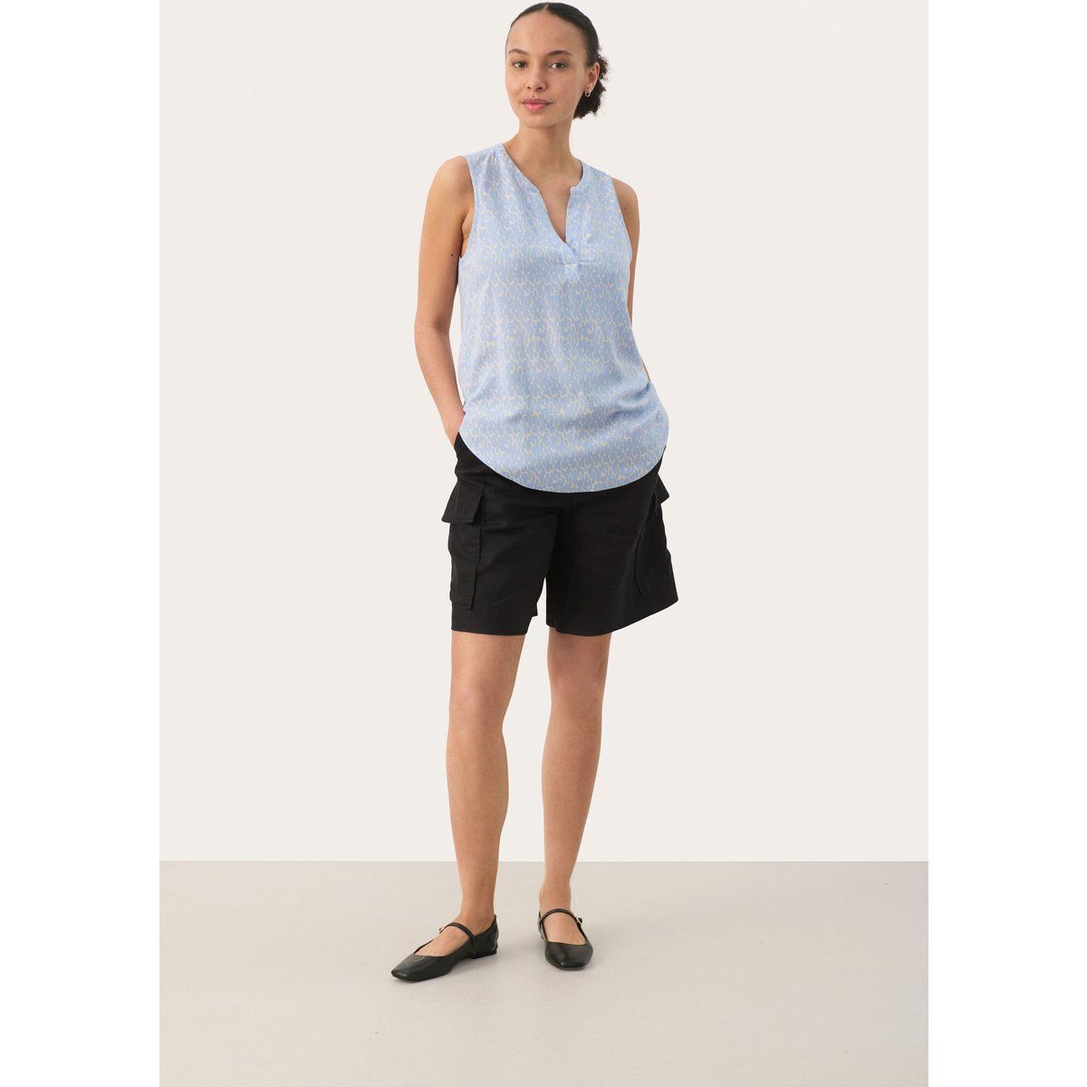 Ärmellose Bluse Relaxed Fit Grafikdruck