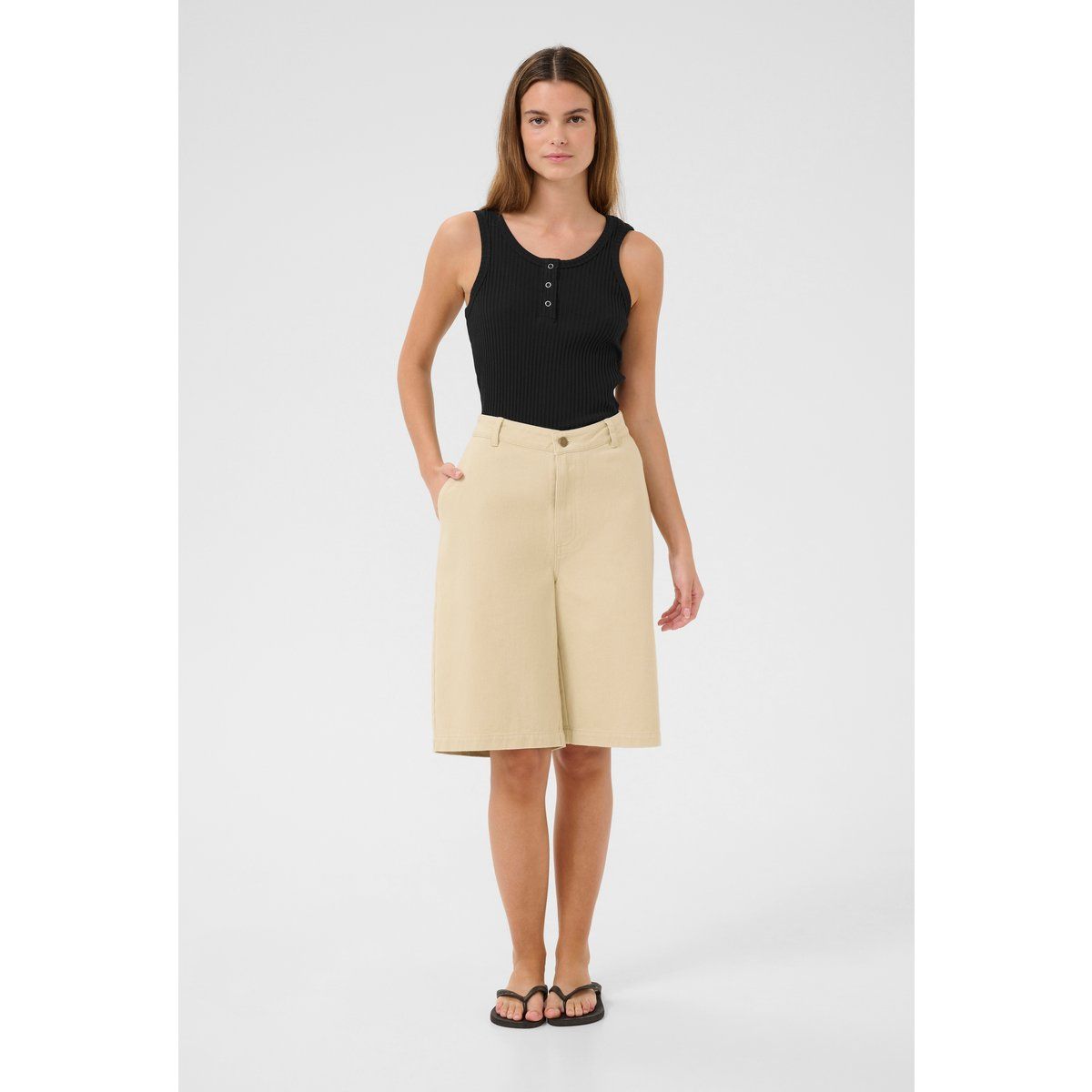 Ärmelloses geripptes Stricktop