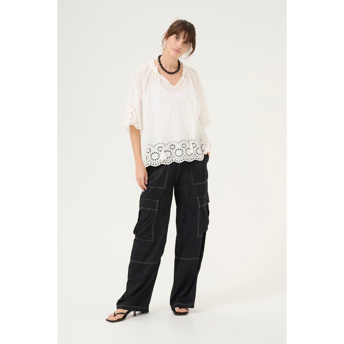 Kurzarm-Bluse Relaxed fit Spring Gardenia white