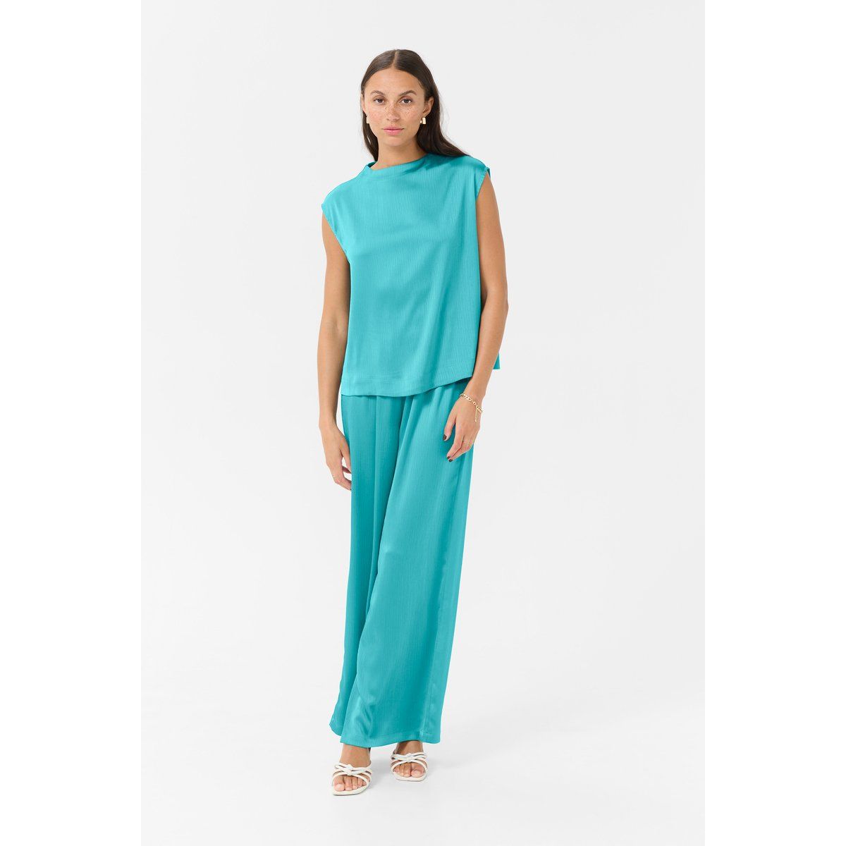 Ärmellose Bluse Loose fit Teal blue
