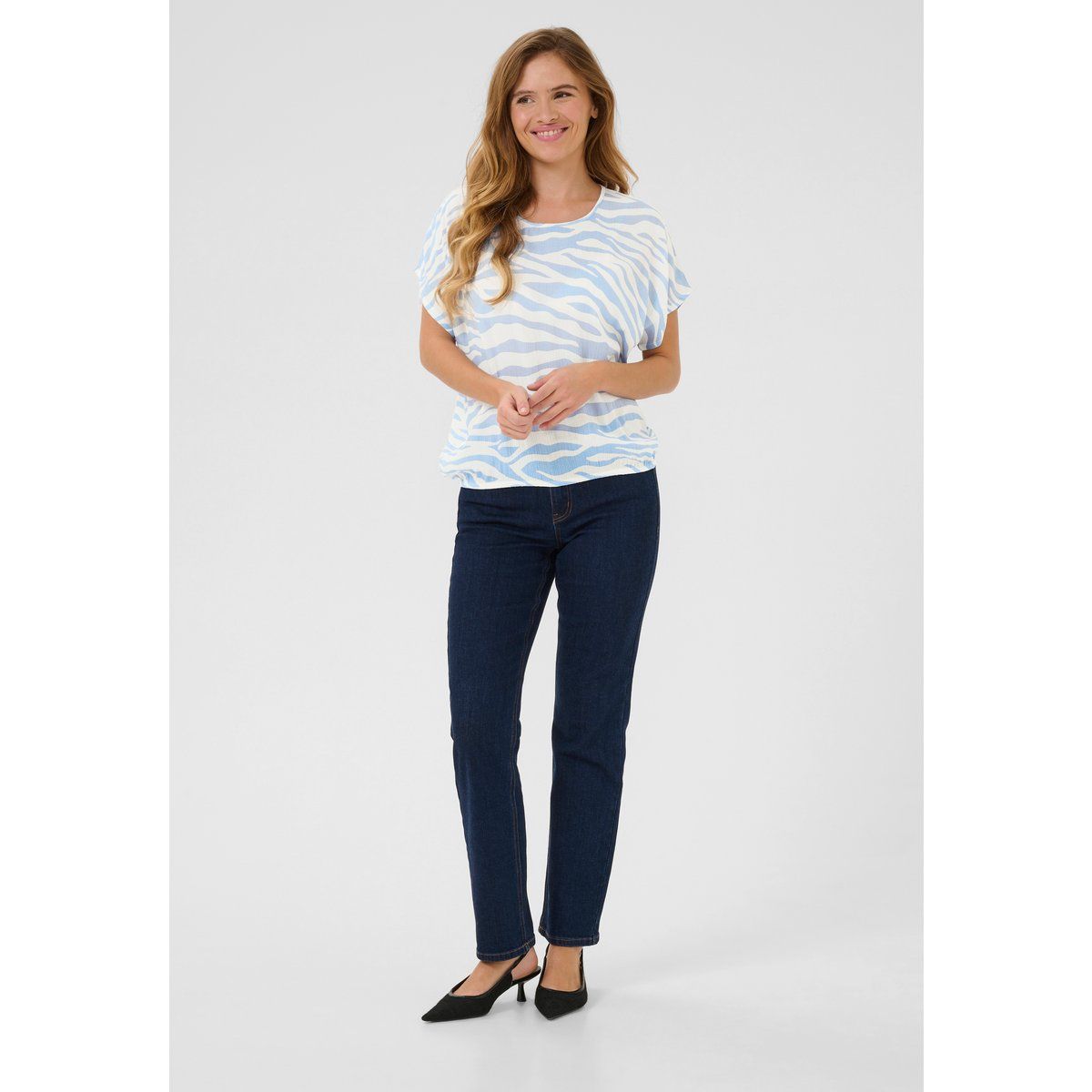 Ärmellose Bluse Loose fit Soft Chambray / Chalk Graphic blue white